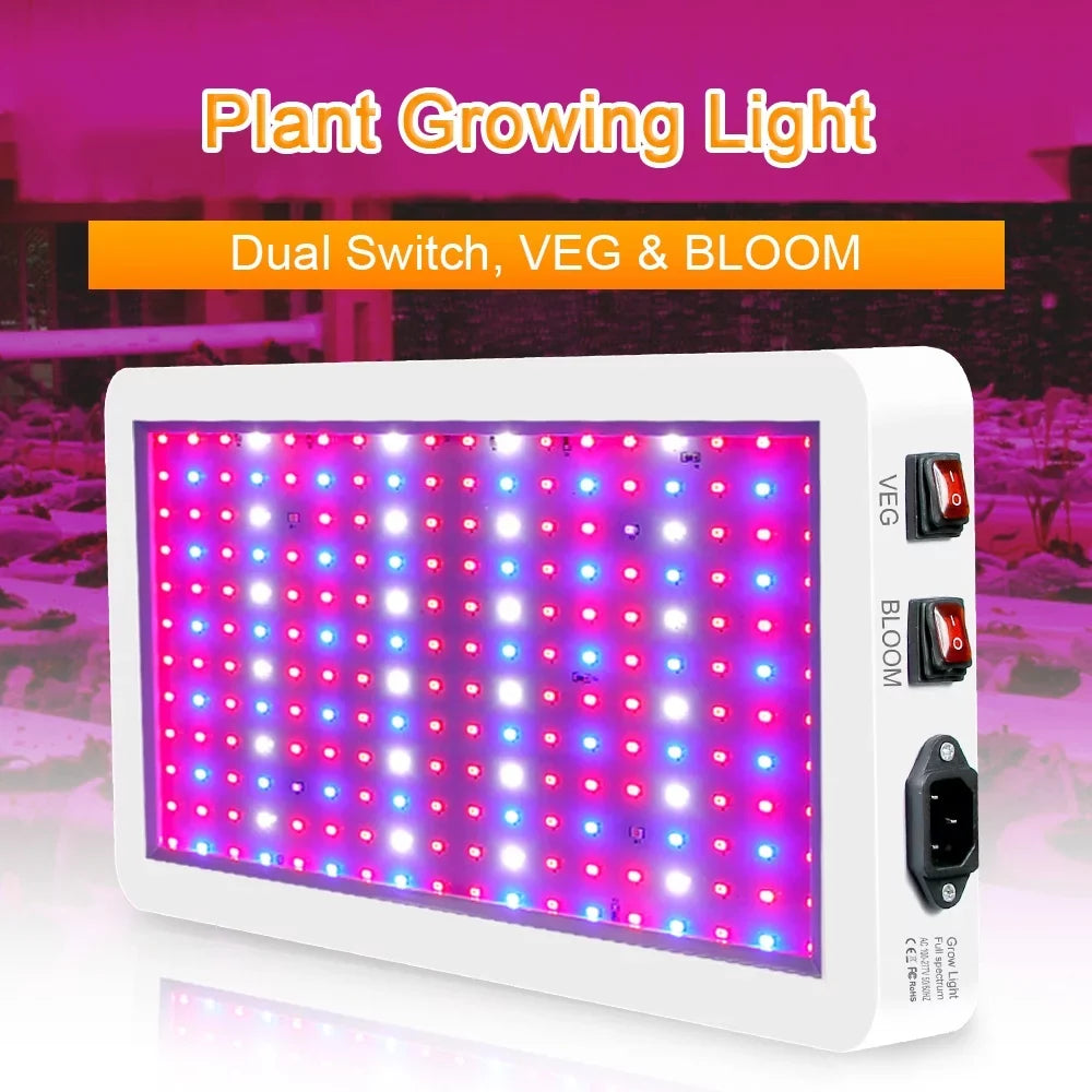 2000W Grow for Indoor Plants 312 LEDs Full Spectrum Veg and Bloom Dual Switch IP65 Waterproof Hanging Plant Growing Lamps for Seedlings Flowers Greenhouse