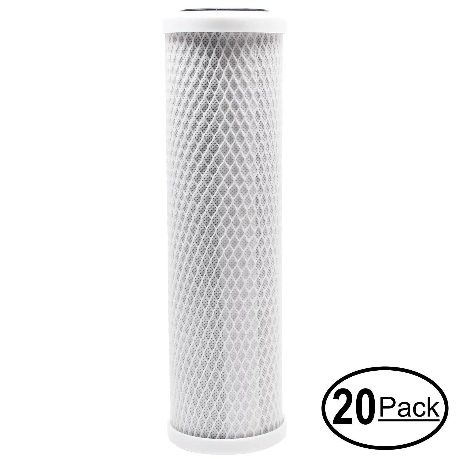 20-Pack Replacement for H2O Distributors H2O-UCF-03 Activated Carbon Block Filter - Universal 10 inch Filter for H2O Distributors Triple Stage Under Sink System - Denali Pure Brand