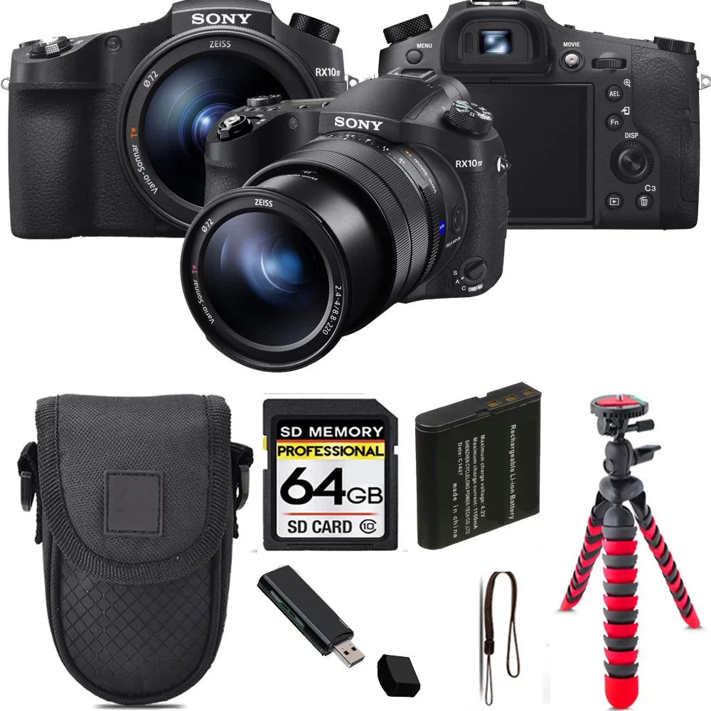 Sony Cyber-shot DSC-RX10 IV Digital Camera + Tripod + Case - 64GB Kit