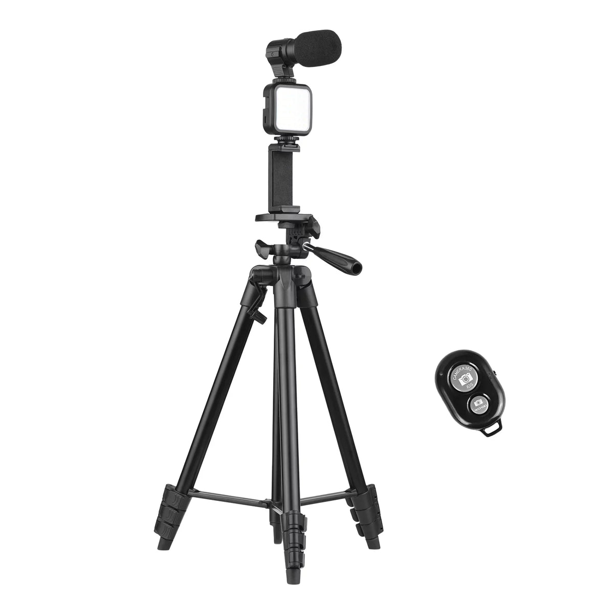 53-Inch Vlogging Kit with Tripod - Includes LED Light, Microphone, Smartphone Clip, and Remote Control for Video Recording, Microfilm Production, and Live Streaming