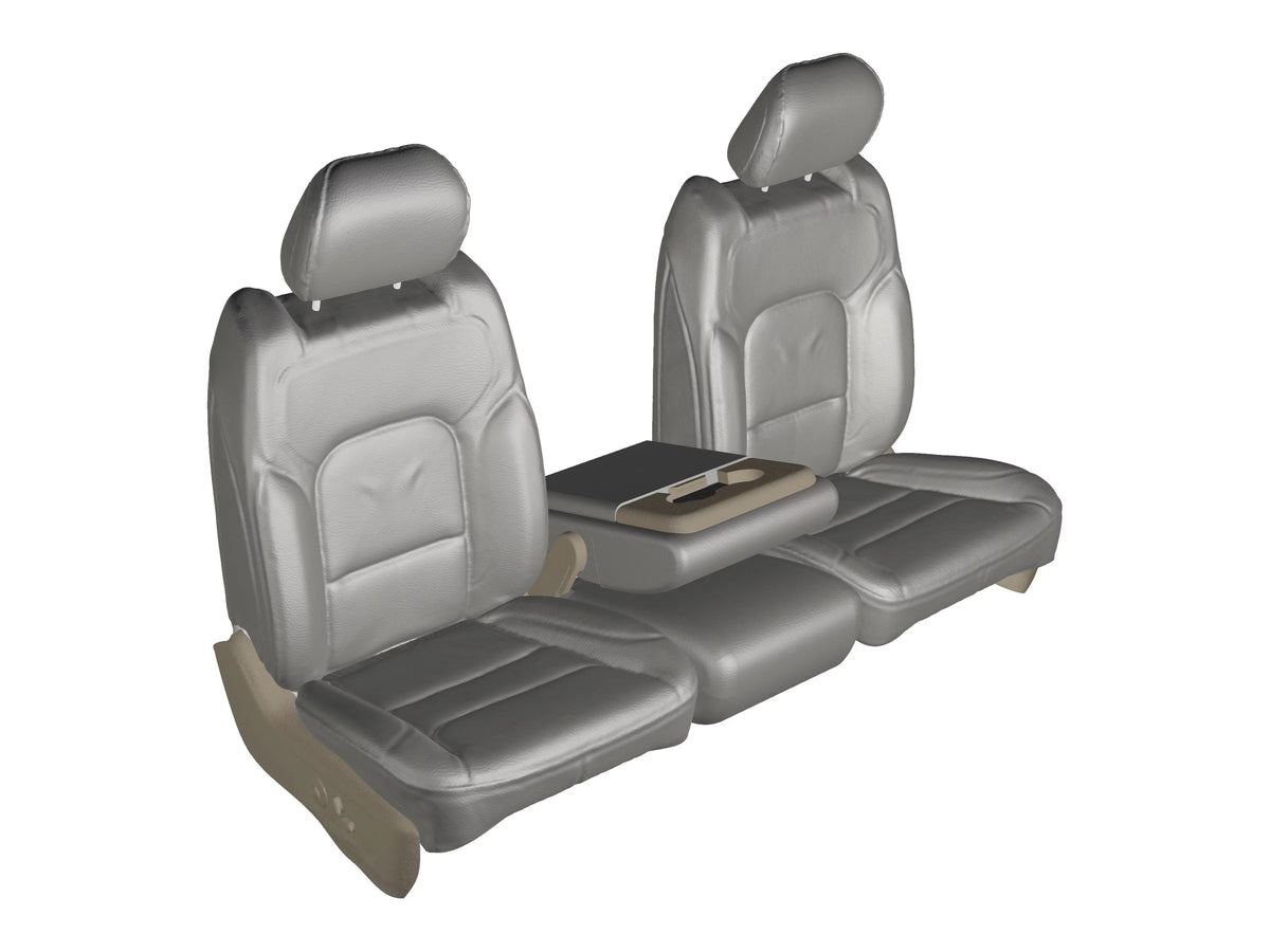 F486 2014 Ford F150 & 2015-2021 F250-F550 Front 40/20/40 Split Seat with Opening Center Console and Opening 20 Section Seat Bottom in Gray Twill