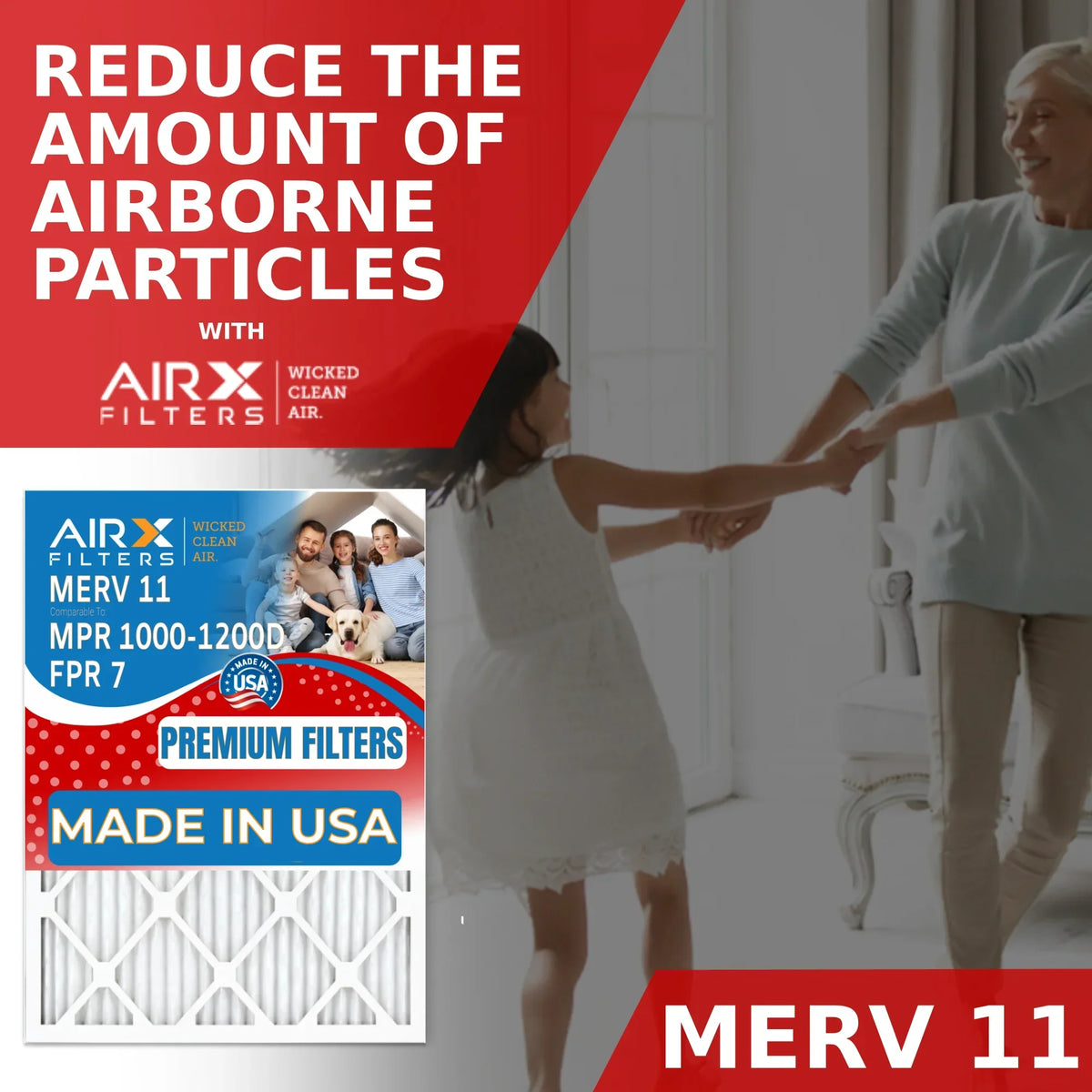 20x25x2 Air Filter MERV 11 Comparable to MPR 1000, MPR 1200 & FPR 7 Electrostatic Pleated Air Conditioner Filter 6 Pack HVAC Premium USA Made 20x25x2 Furnace Filters by AIRX FILTERS WICKED CLEAN AIR.