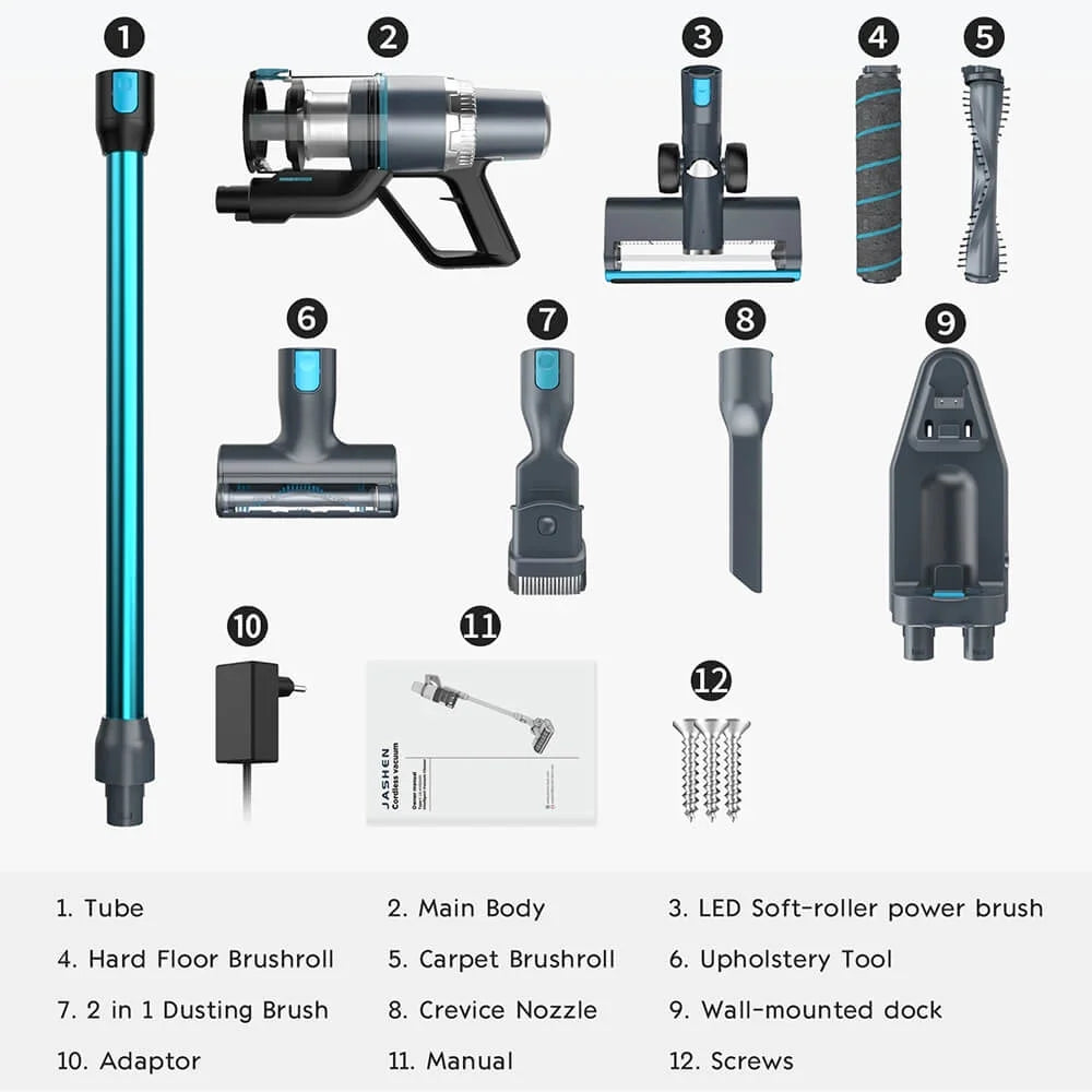 JASHEN V18 Cordless Stick Vacuum Cleaner 26kPa Suction 2500 mAh Battery 350W motor