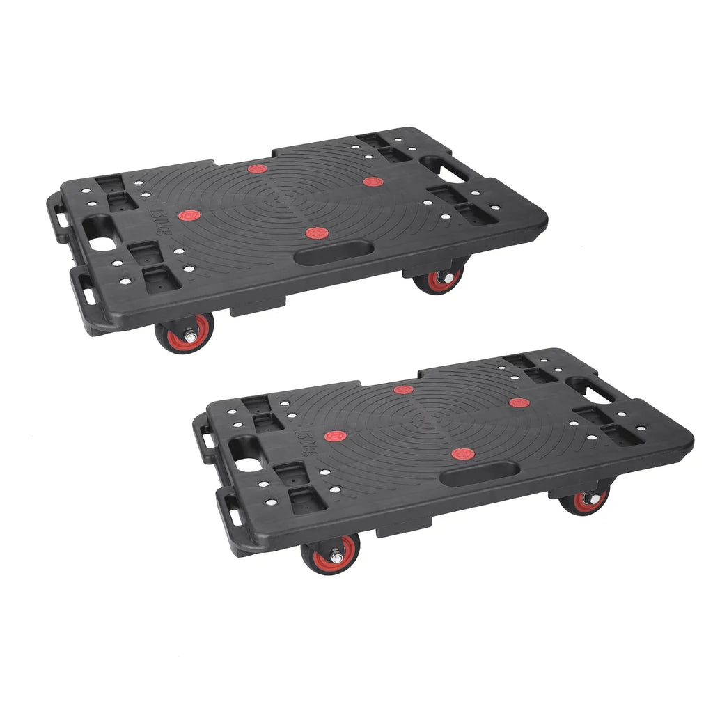 Homhougo—2PCS Portable Folding Hand Truck 330 Lbs Capacity 4 Rotate Wheels Transport Trolley Luggage Cart for Home Office Travel Black 2pcs
