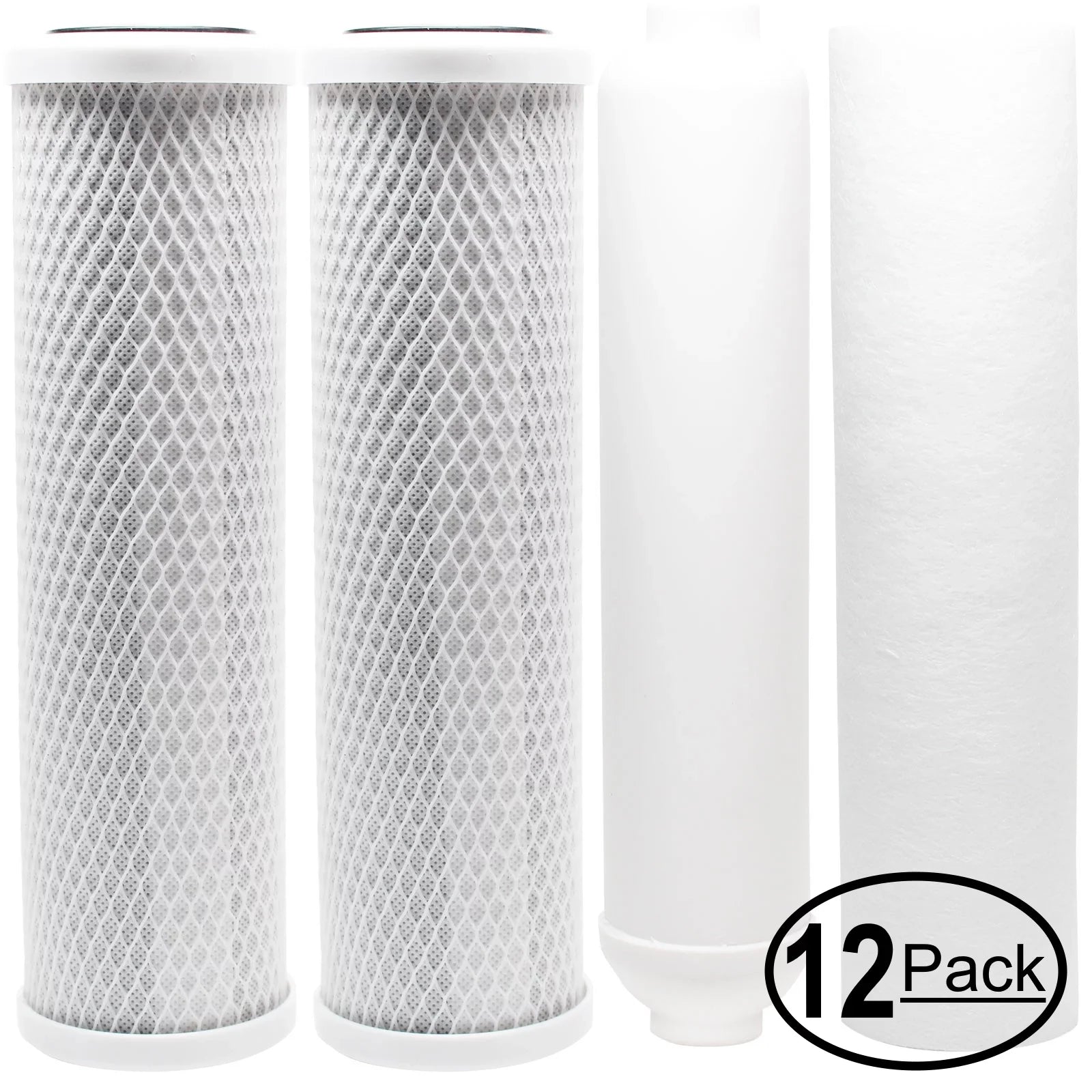 12-Pack Replacement for Filter Kit for Watts WP-5 RO System - Includes Carbon Block Filters, PP Sediment Filter & Inline Filter Cartridge - Denali Pure Brand