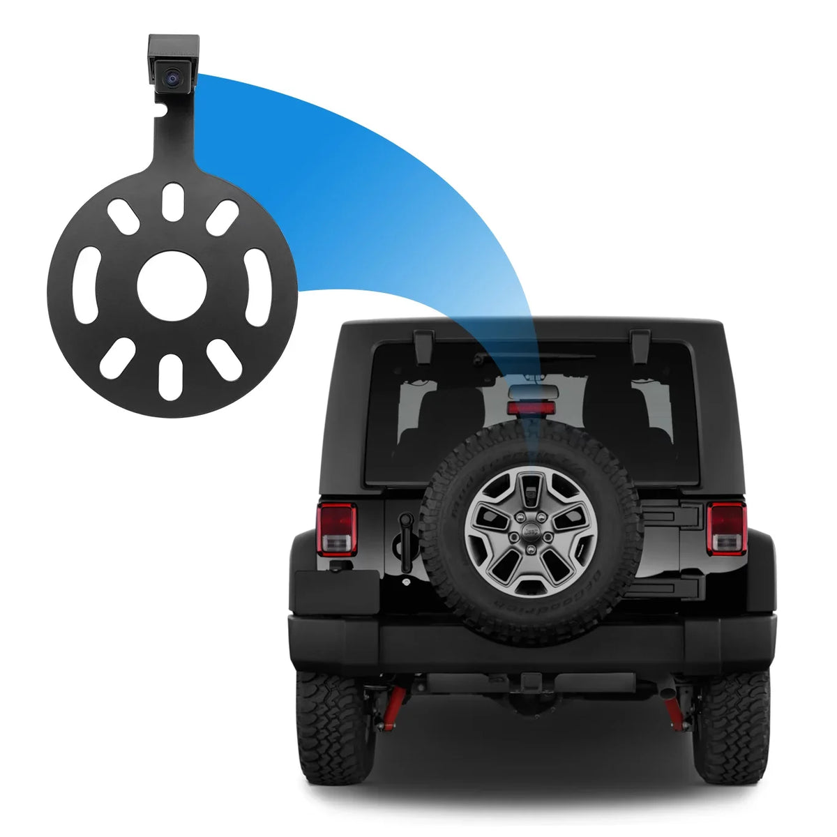 Master Tailgaters Backup Camera for Jeep Wrangler Spare Tire Mount with OEM Monitor Adapter