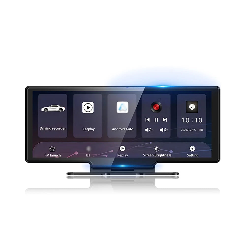 10.26 Inch Touchscreen 4K DVR Dash Cam - Front & Rear Driving Recorder - Carplay, Android Auto - Built-in WiFi - G-Sensing, Parking Monitor - Loop Recording, Hands-Free Calling Supported