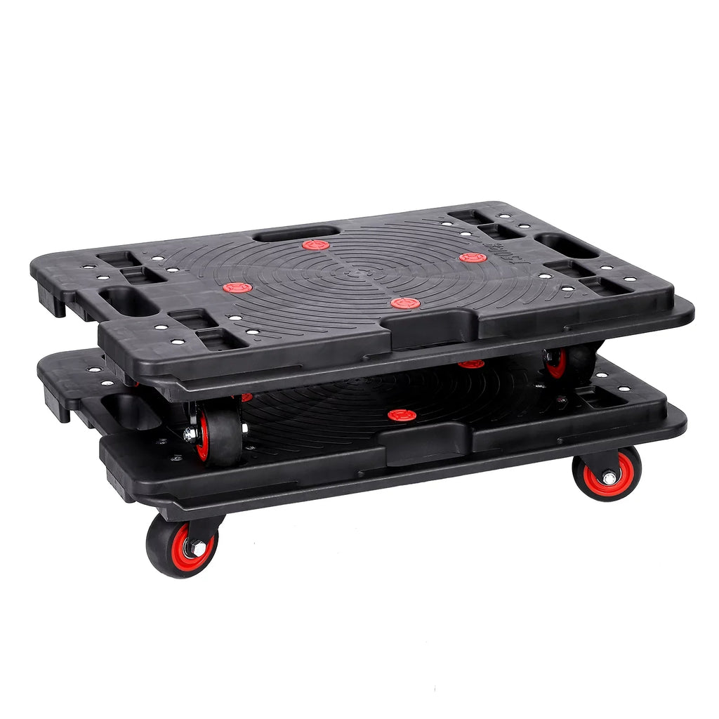 Homhougo—2PCS Portable Folding Hand Truck 330 Lbs Capacity 4 Rotate Wheels Transport Trolley Luggage Cart for Home Office Travel Black 2pcs