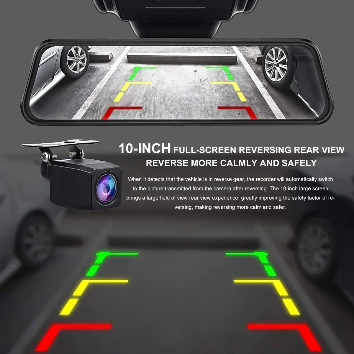 10" Mirror Dash Cam,Kepeak 1080P FHD Full Touch Screen Front and Rear View Backup Camera,G-Sensor, Parking Monitor, 170° Wide Angle,with 5.5 Meters Cable