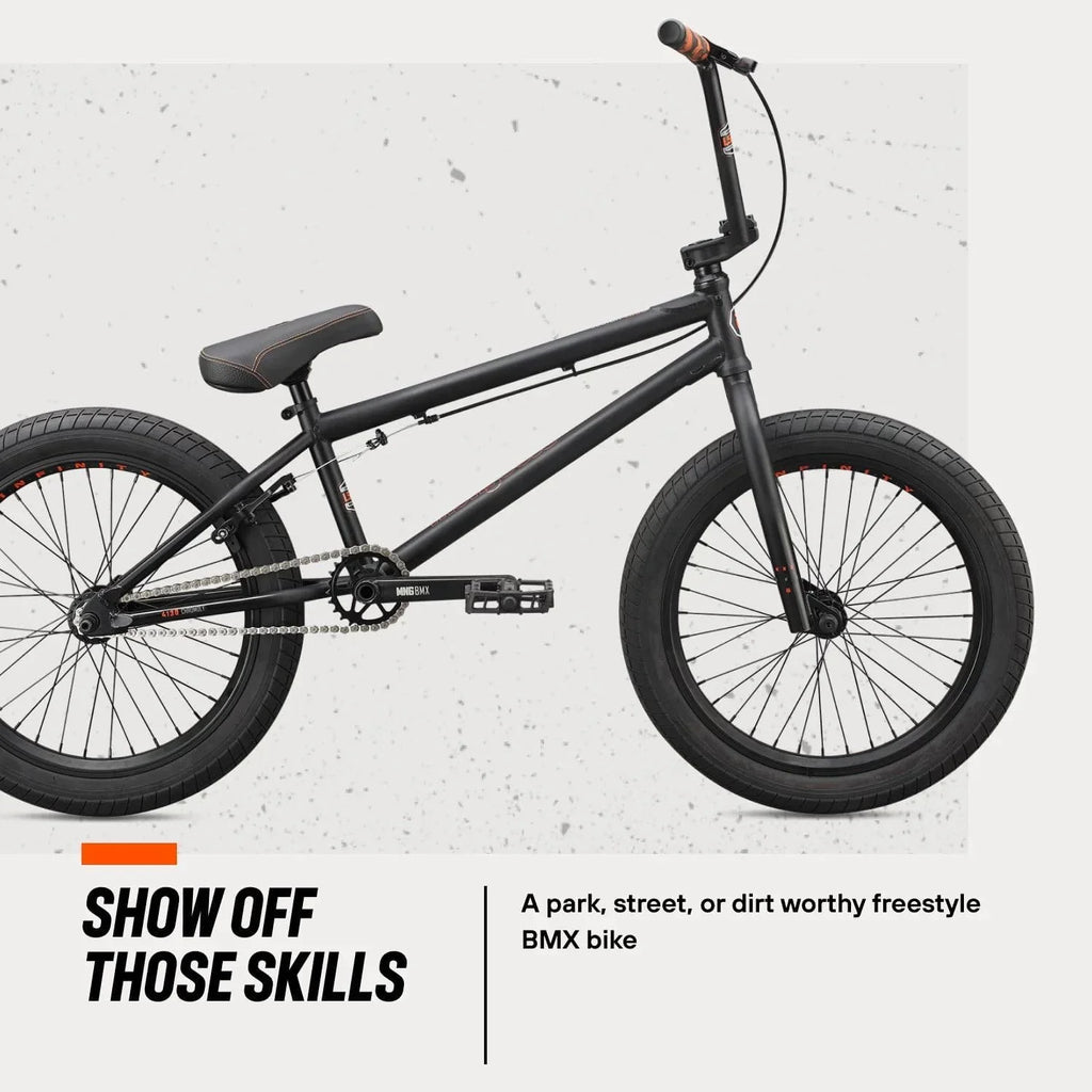 Open Box Mongoose Legion Freestyle BMX Bike, Steel Frame, 20 Inch Wheels - BLACK/ORANGE