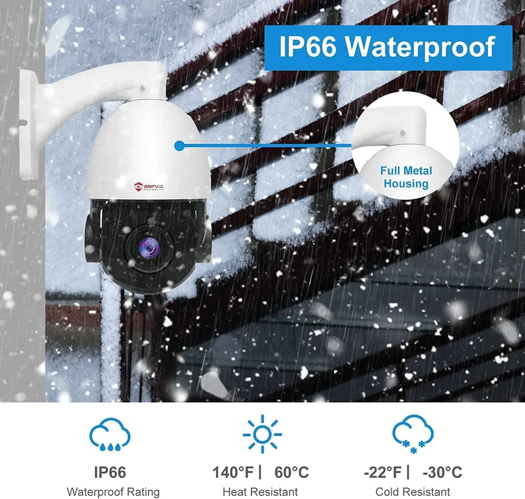 Anpviz 6MP PoE PTZ IP Surveillance Camera 20X Optical Zoom, PTZ IP Security Camera Outdoor Indoor with Mic/Audio, Person Vehicle Detection, IR Night Vision, Metal, Pan 360°/Tilt 90°, IP66 Waterproof