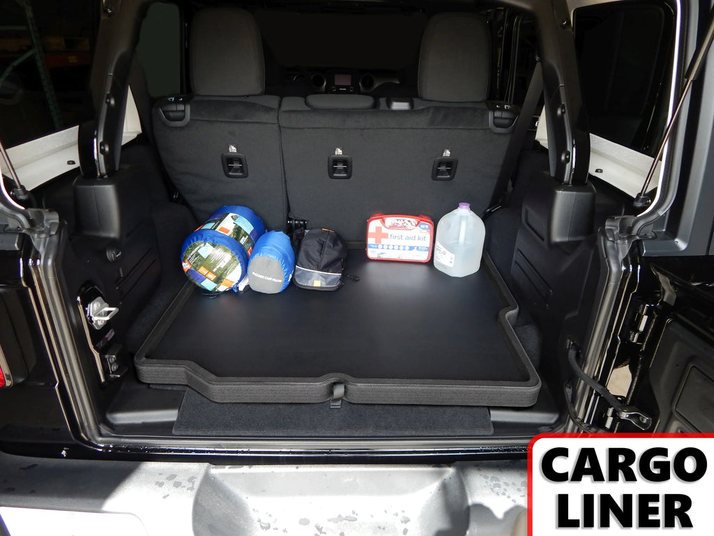 Red Hound Auto Cargo Trunk Mat Liner Tray Custom Fit Floor Black Foam Compatible with Jeep Wrangler Unlimited 4-Door 2018-2019 (JL) Without Subwoofer - Anti-Rattle Waterproof Protector