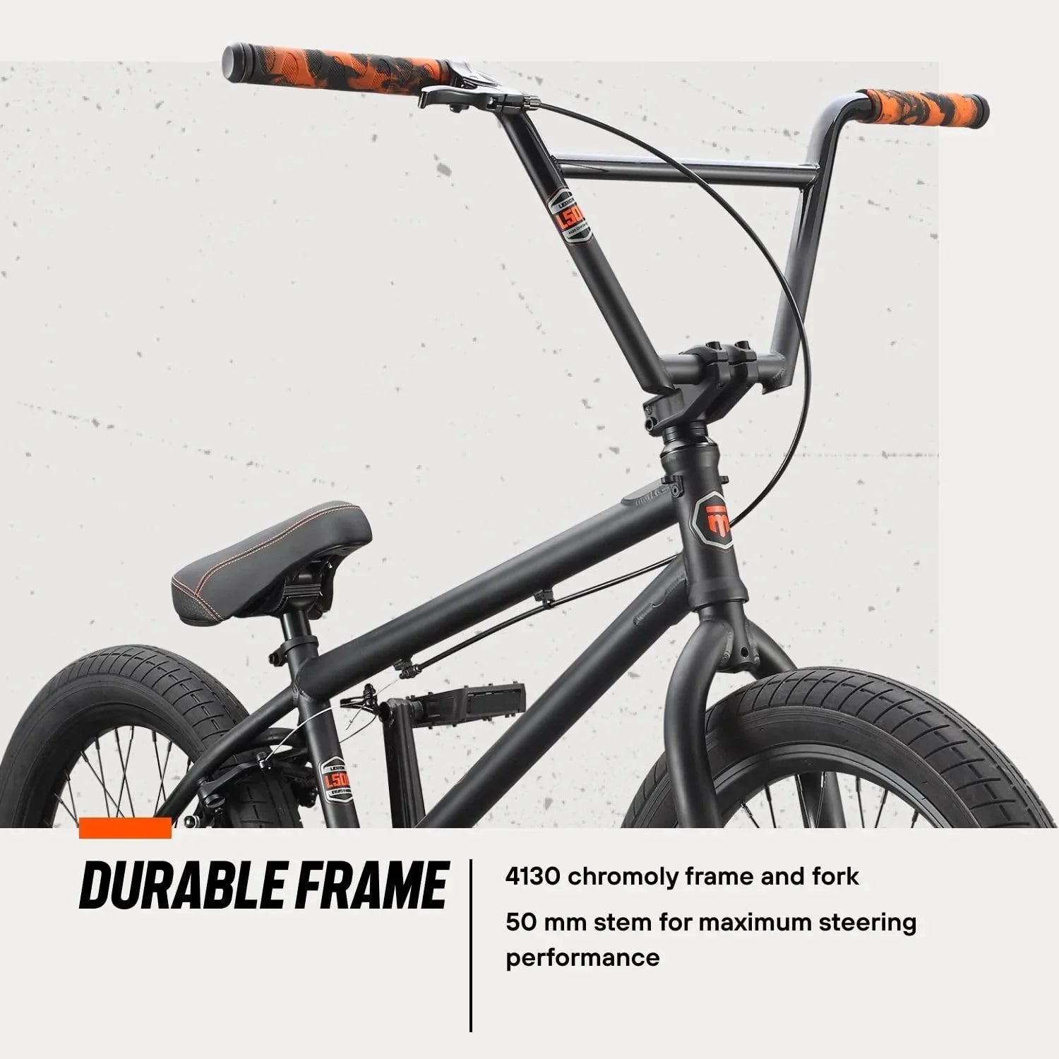 Open Box Mongoose Legion Freestyle BMX Bike, Steel Frame, 20 Inch Wheels - BLACK/ORANGE