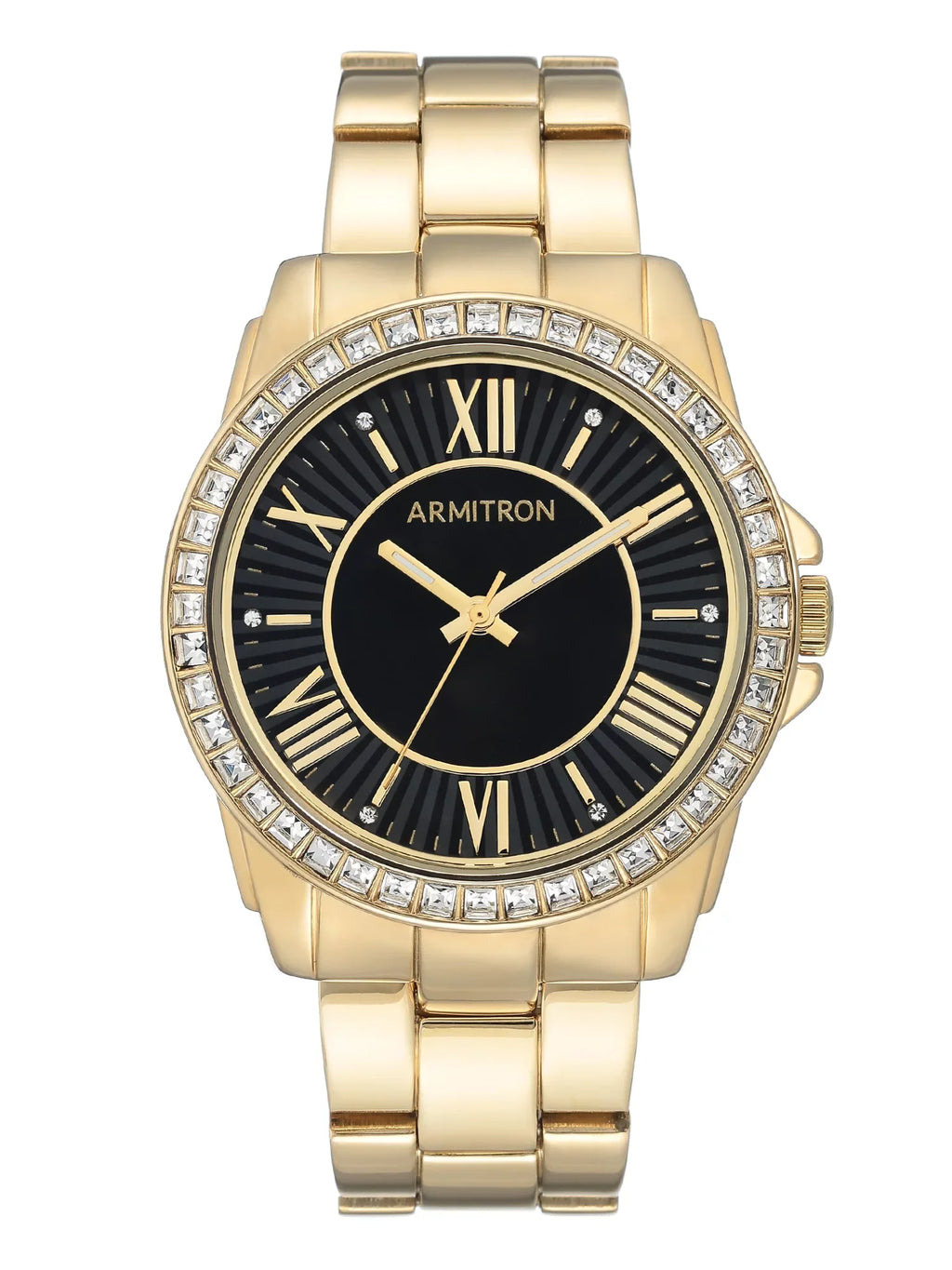 Womens Dress Black Gold Tone Metal Watch