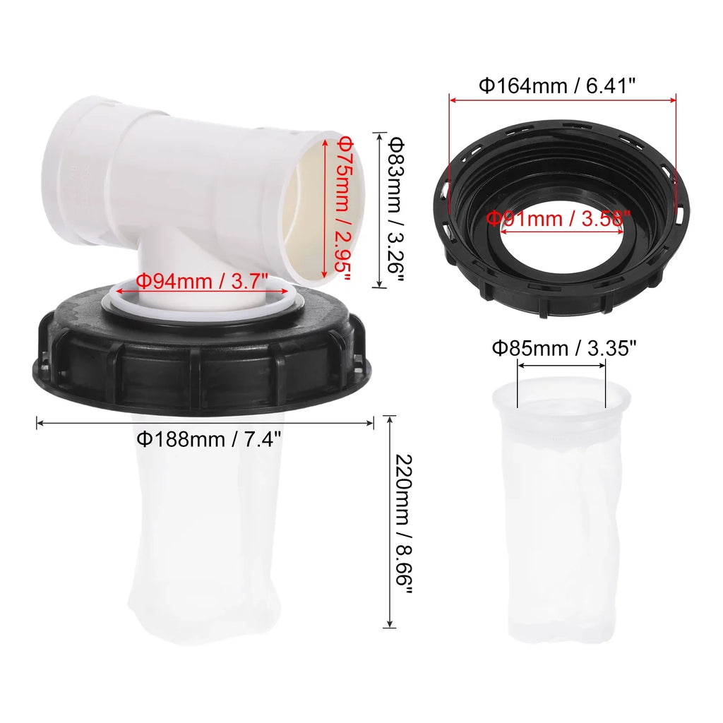 163mm IBC Lid Filter Cover T-Shaped Rainwater Tank IBC Tote Cover with Washable Nylon Filter