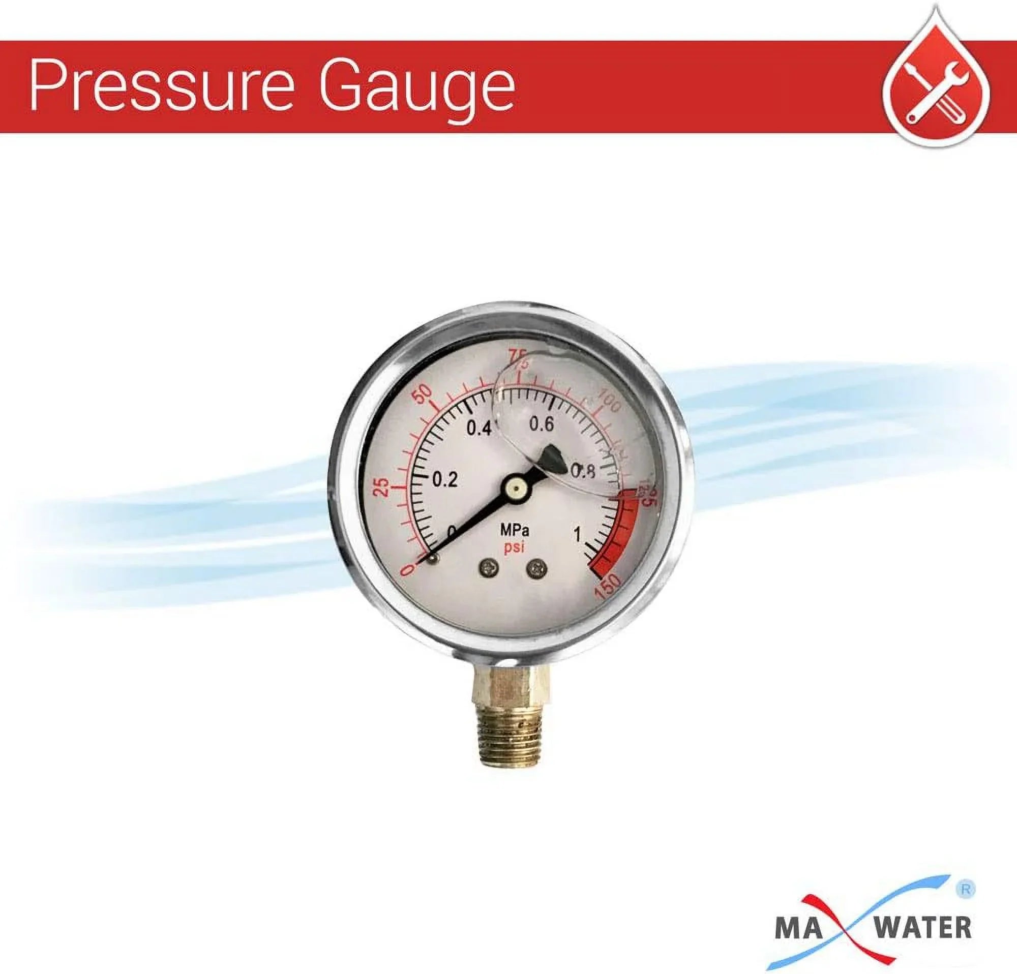 1 Pack 10" BB Blue Whole House  System Filter Housing 1" NPT Brass Ports W/Pressure Release, Pressure Gauge, Wrench  Bracket