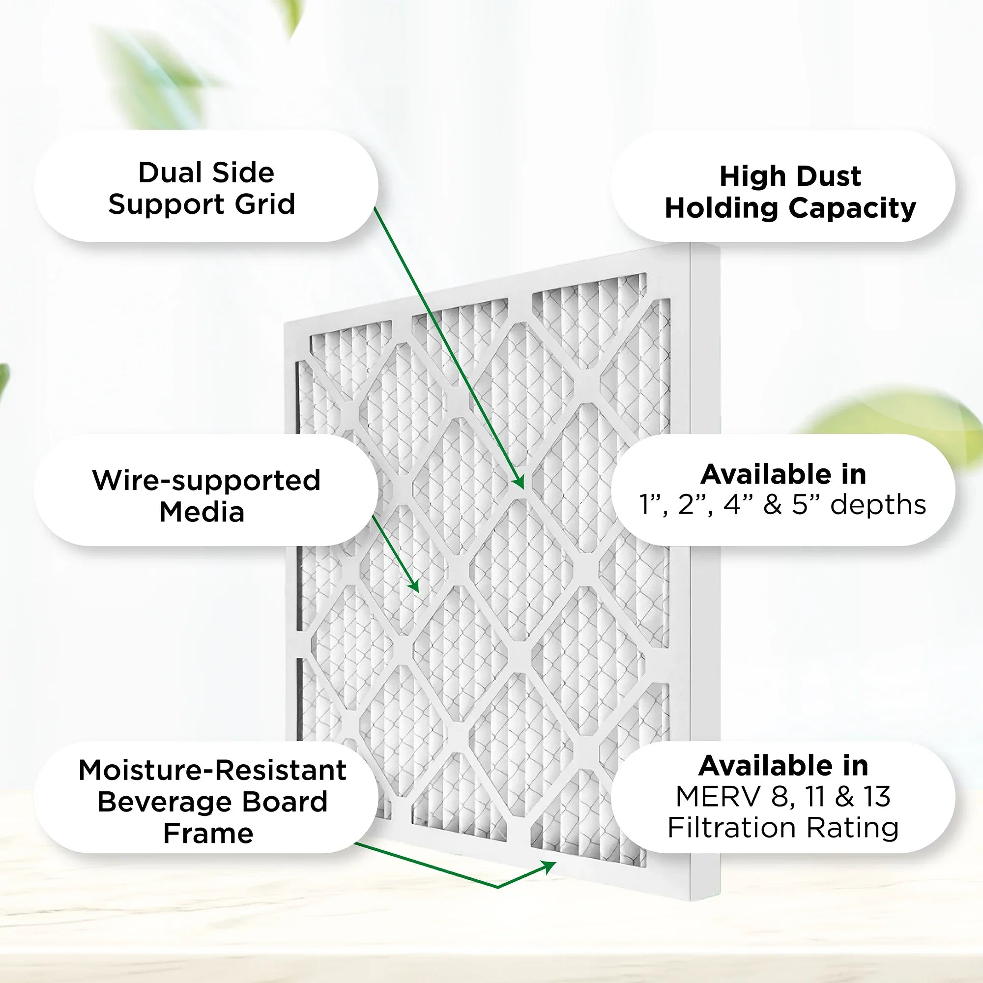 12x20x1 MERV 11, MPR 1000 Pleated AC Furnace 1" Air Filters by Pamlico. Quantity 6. Actual Size: 11-1/2 x 19-1/2 x 3/4