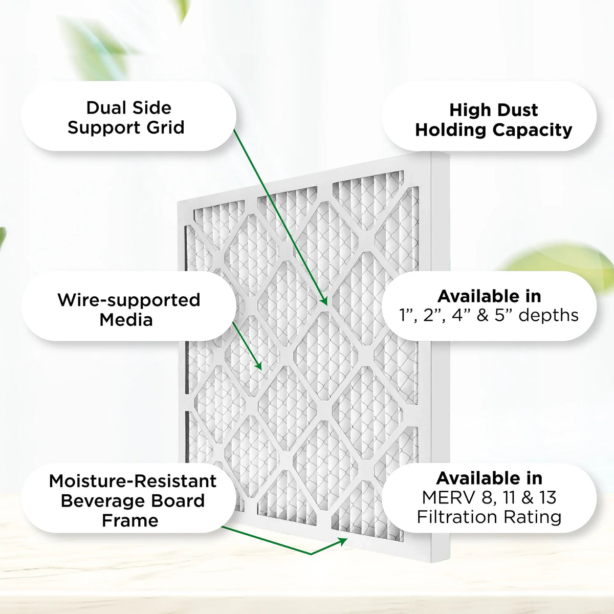 20x25x4 MERV 11, MPR 1000 Pleated AC Furnace 4" Air Filters by Pamlico. Case of 6. Actual Size: 19-1/2 x 24-1/2 x 3-3/4