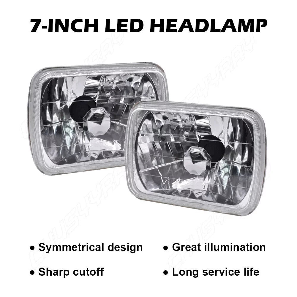 For 1986-1995 Jeep Wrangler YJ 1984-2001 Cherokee XJ 2x 5X7" 7x6" LED Headlights