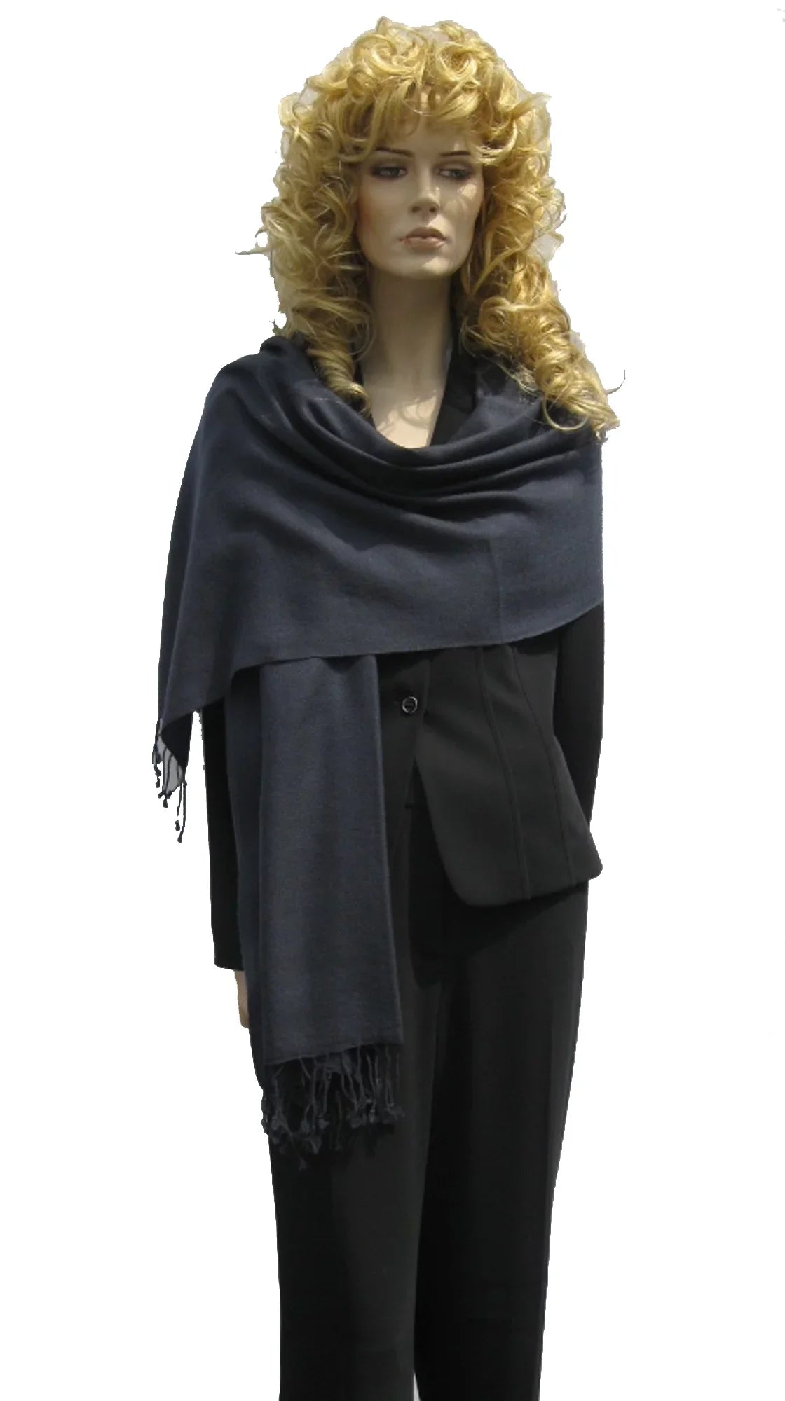 Shawl/Shawls/Scarf/Scarves/Wrap/Stole/Muffler/Cape/Ruana/Blanket/Throw/Pashmina Shawl/Cashmere Scarf/Wool/Silk (Dark Charcoal Regular Shawl)