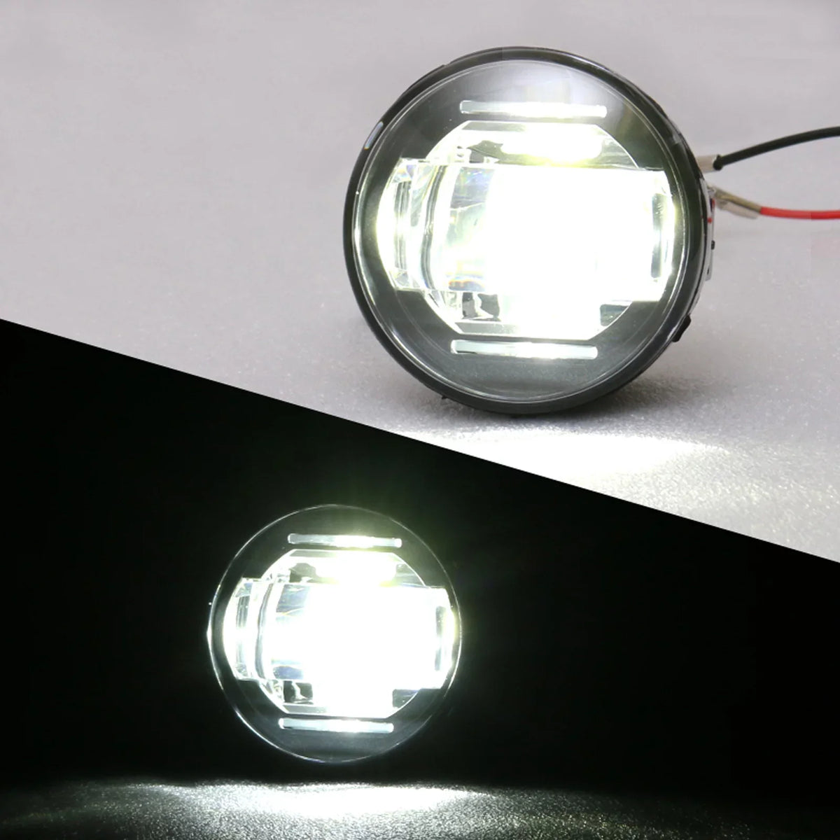 Ikon Motorsports Compatible with Ford Mustang, Ford Focus, Ford Taurus X, Ford Transit Connect; Lincoln LS & Navigator Front LED Fog Lamp Foglight Pair LH RH Clear Lens W/ Wire Harness