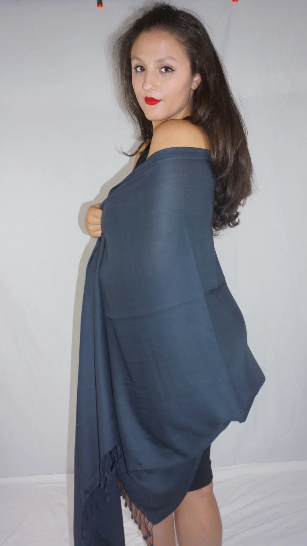 Shawl/Shawls/Scarf/Scarves/Wrap/Stole/Muffler/Cape/Ruana/Blanket/Throw/Pashmina Shawl/Cashmere Scarf/Wool/Silk (Dark Charcoal Regular Shawl)
