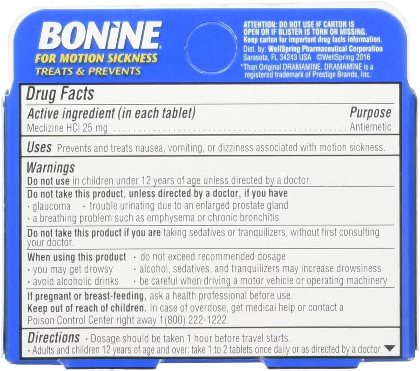 Bonine For Motion Sickness Chewable Tablets, Raspberry Flavored - 8 ea, 6 Pack