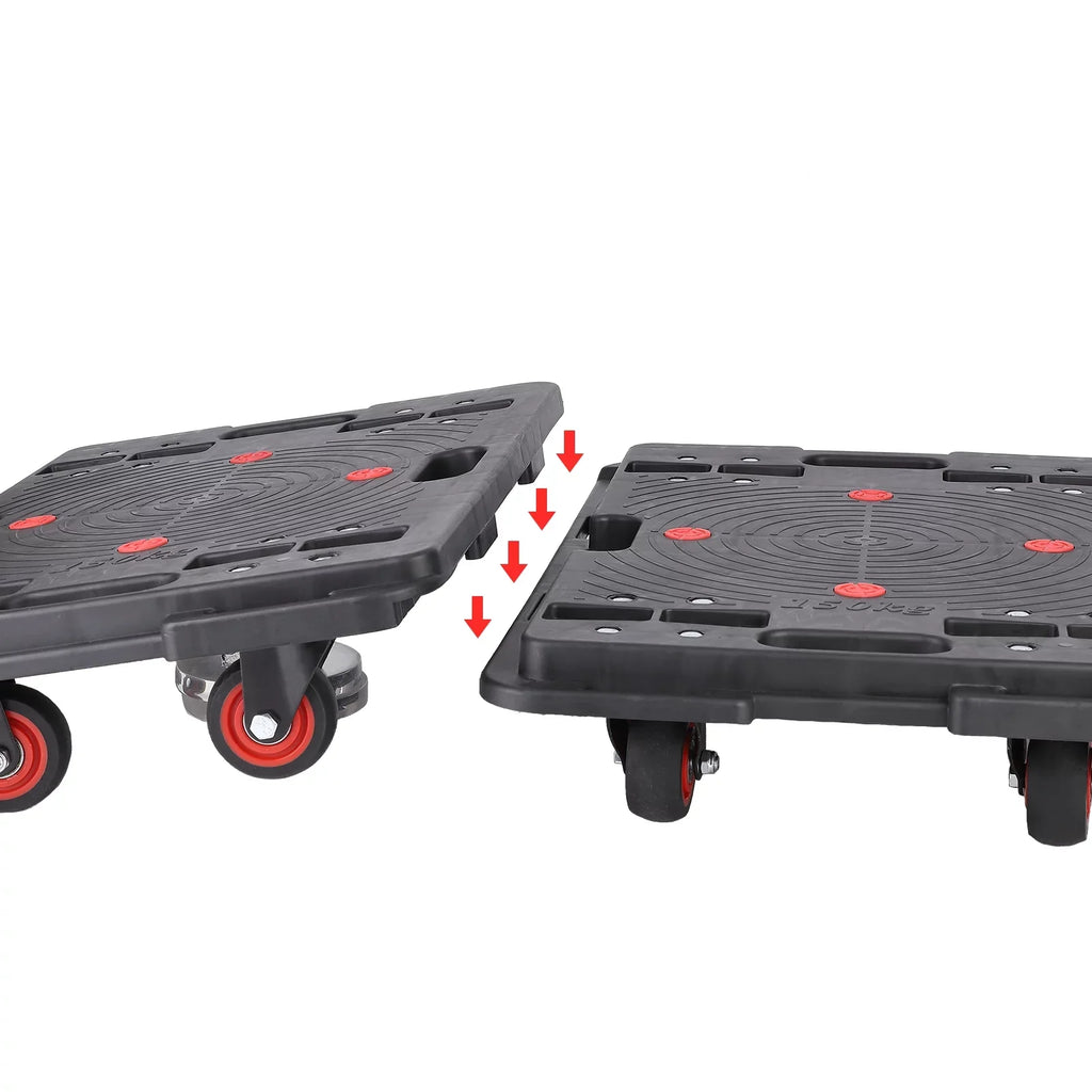 Homhougo—2PCS Portable Folding Hand Truck 330 Lbs Capacity 4 Rotate Wheels Transport Trolley Luggage Cart for Home Office Travel Black 2pcs
