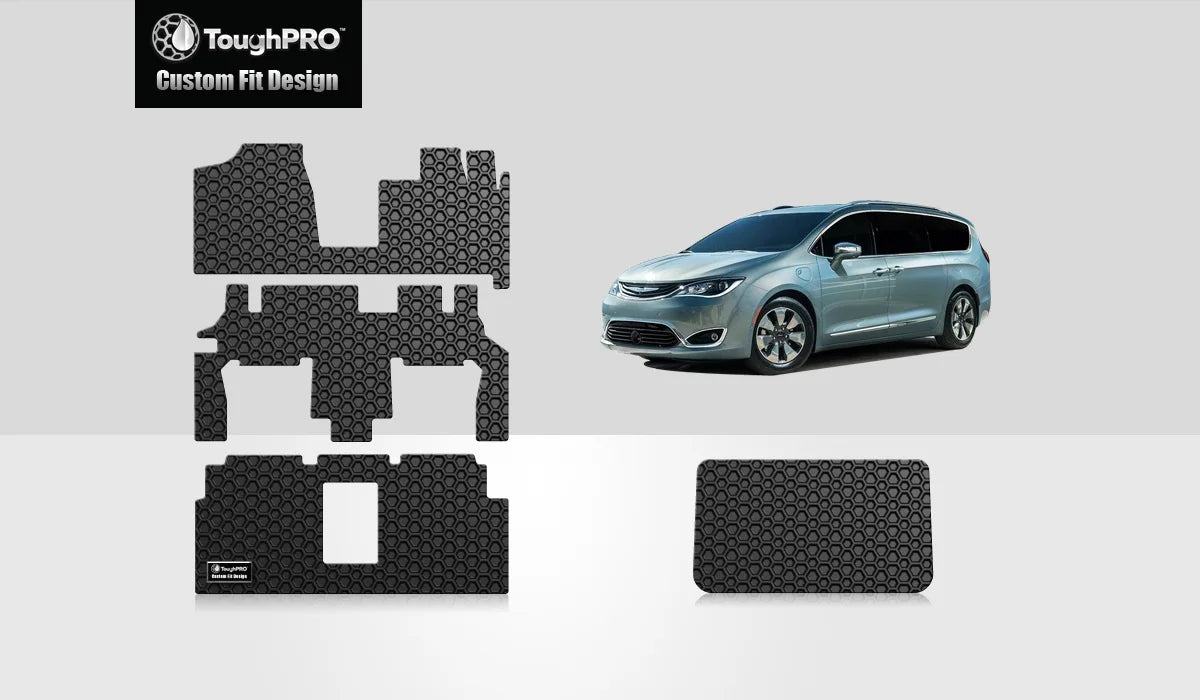 ToughPRO - Full Set with Cargo Mats Compatible with DODGE Grand Caravan - All Weather Heavy Duty (Made in USA) - Black Rubber - 2014