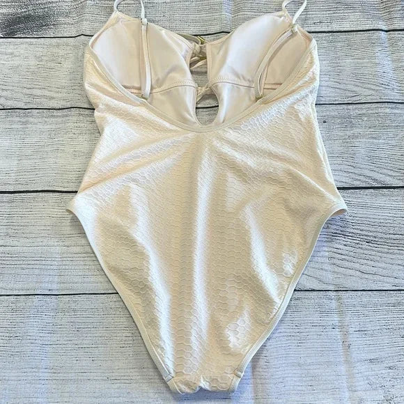 Sanctuary WHITE SAND Snake-Print Keyhole One-Piece Swimsuit, US X-Large