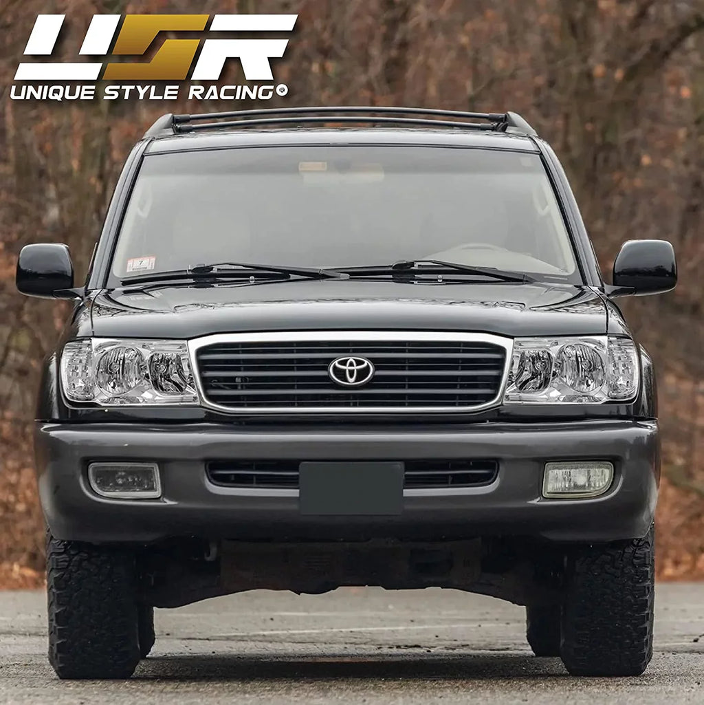 USR DEPO FJ100 Headlights - Headlamps Set (Left + Right) Compatible with 1998-2005 Toyota Land Cruiser FJ 100 (Euro Style with Clear Corner ONE Piece Design)