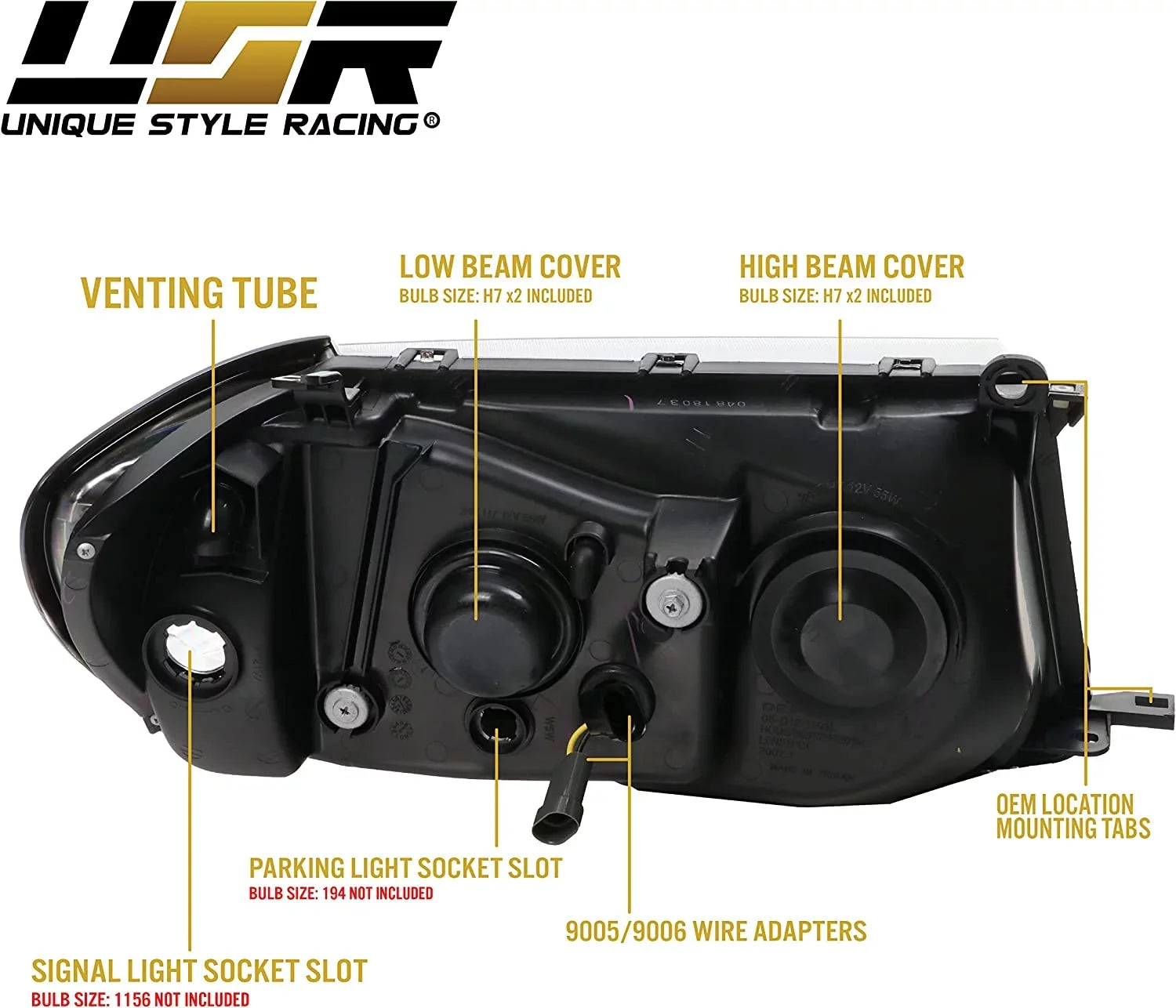 USR DEPO FJ100 Headlights - Headlamps Set (Left + Right) Compatible with 1998-2005 Toyota Land Cruiser FJ 100 (Euro Style with Clear Corner ONE Piece Design)
