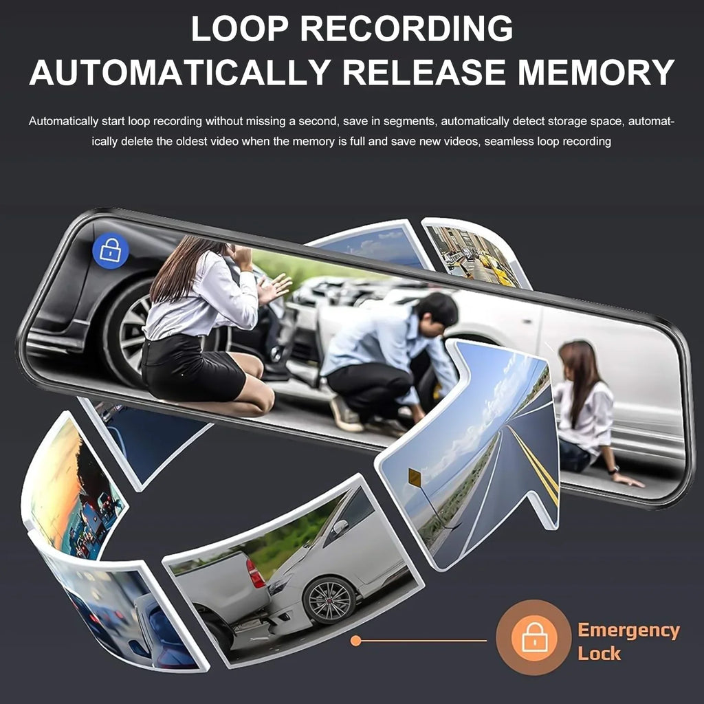 10" Mirror Dash Cam,Kepeak 1080P FHD Full Touch Screen Front and Rear View Backup Camera,G-Sensor, Parking Monitor, 170° Wide Angle,with 5.5 Meters Cable