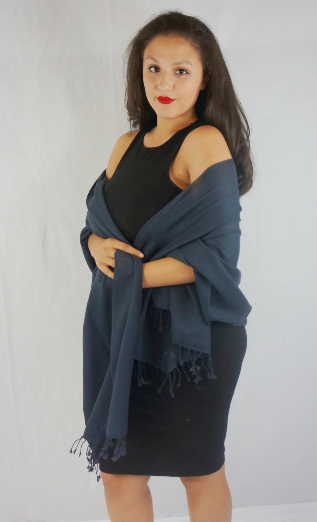 Shawl/Shawls/Scarf/Scarves/Wrap/Stole/Muffler/Cape/Ruana/Blanket/Throw/Pashmina Shawl/Cashmere Scarf/Wool/Silk (Dark Charcoal Regular Shawl)