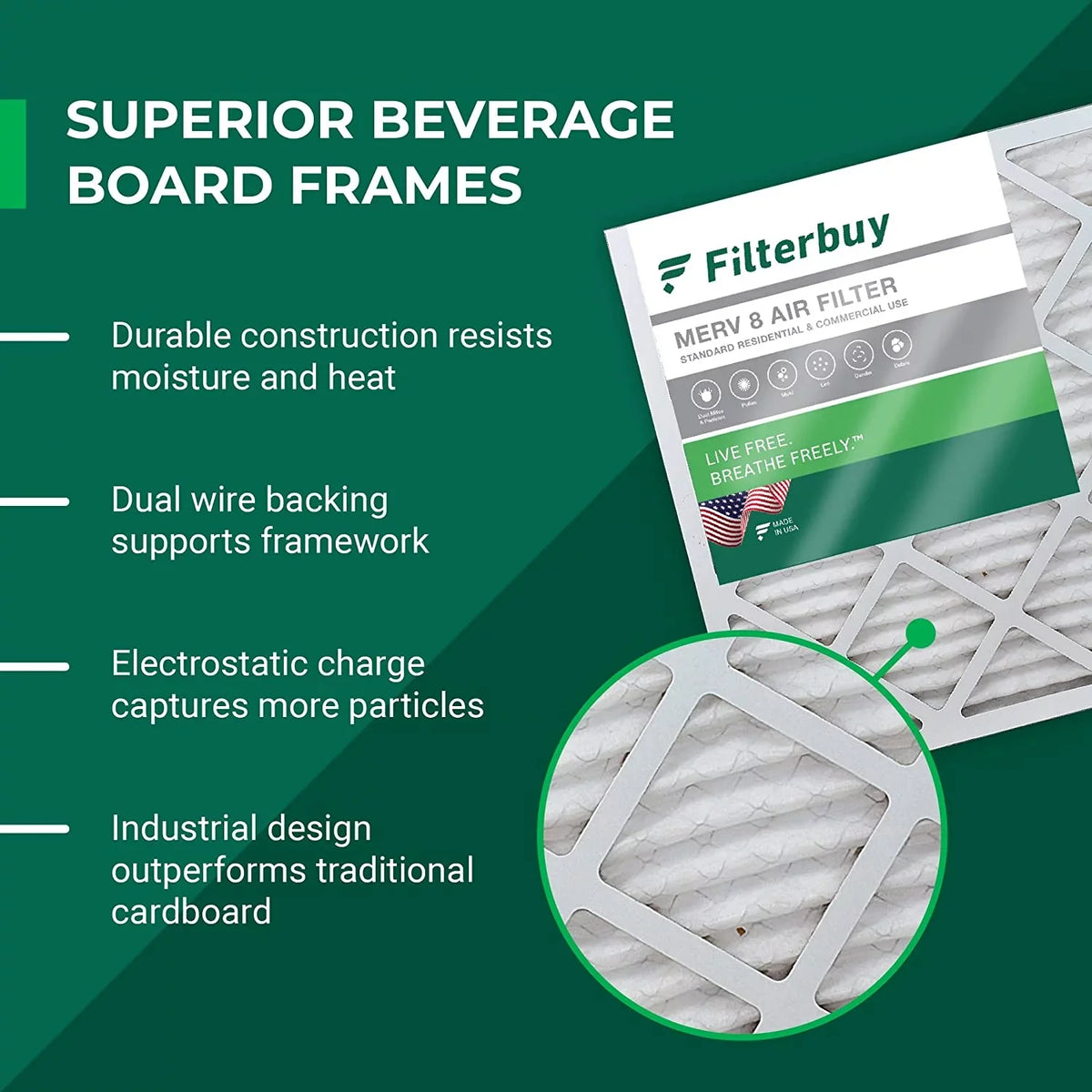 Filterbuy 17.25x29.25x1 MERV 8 Pleated HVAC AC Furnace Air Filters (6-Pack)