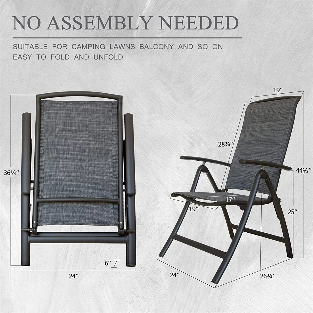 Boyel Living Folding Patio Chairs Set of 2, Outdoor Living Chaise Lounge Chair Aluminium Adjustable Double Textilene Recliner in-Pool Lounger for Beach, Poolside