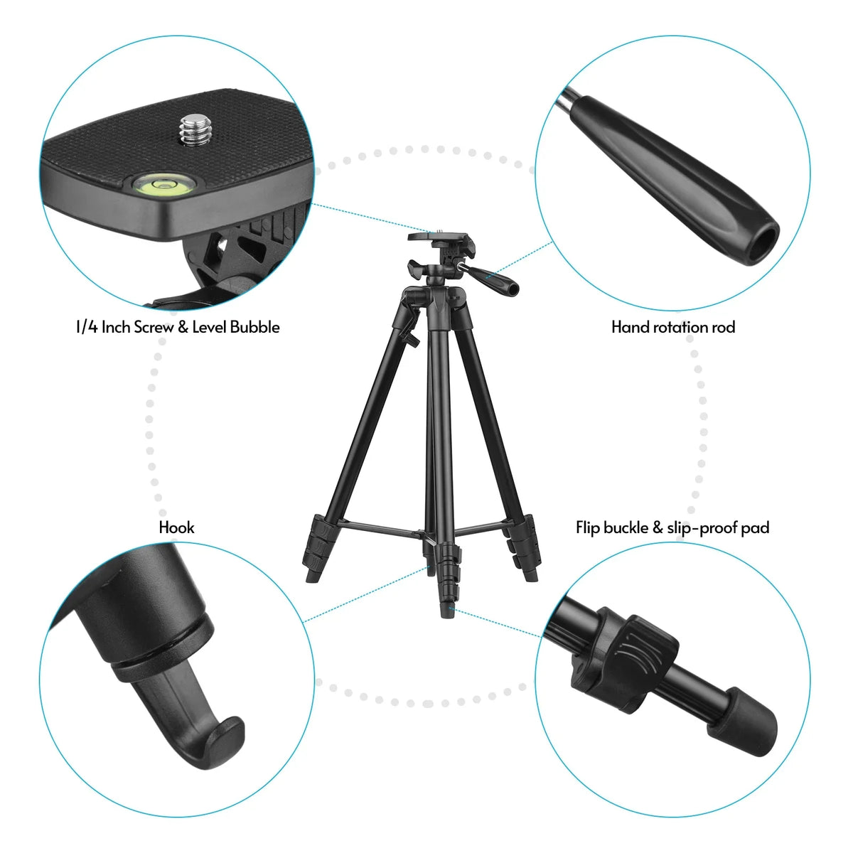 53-Inch Vlogging Kit with Tripod - Includes LED Light, Microphone, Smartphone Clip, and Remote Control for Video Recording, Microfilm Production, and Live Streaming