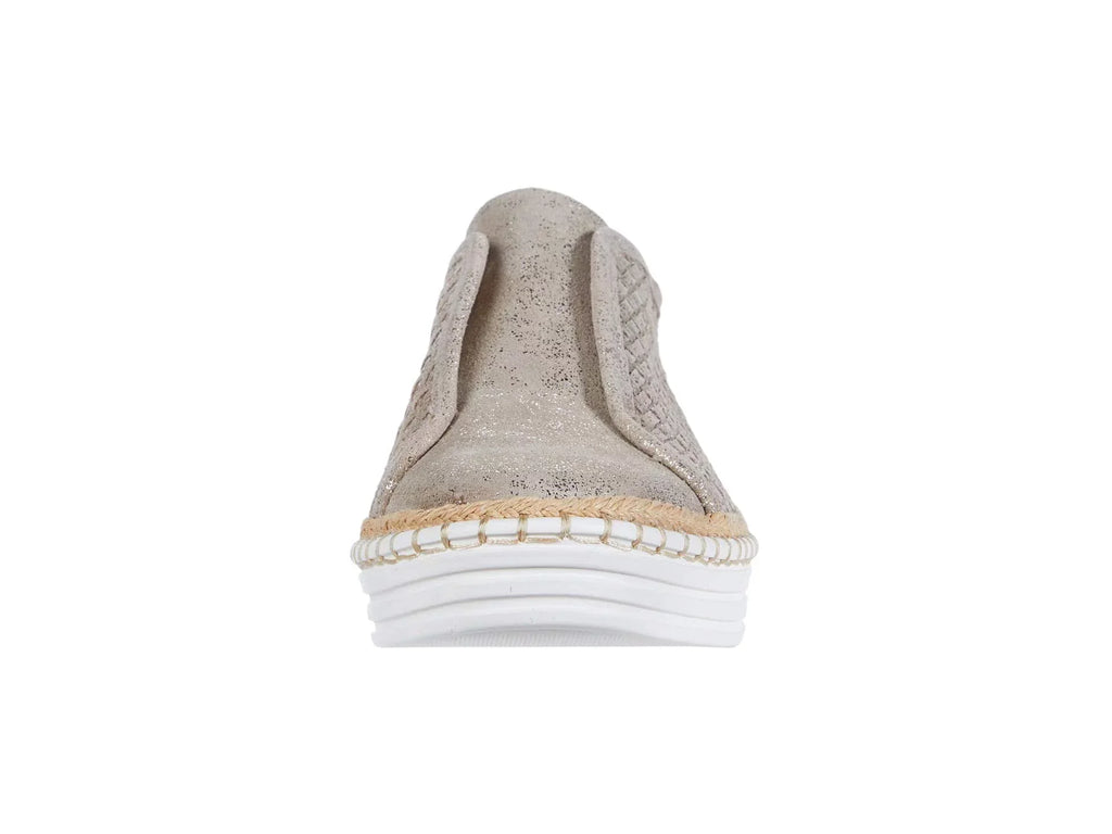 J SLIDES Womens Gold Padded Logo Hardware Woven Goring Kayla Round Toe Platform Slip On Leather Sneakers Shoes 10 M