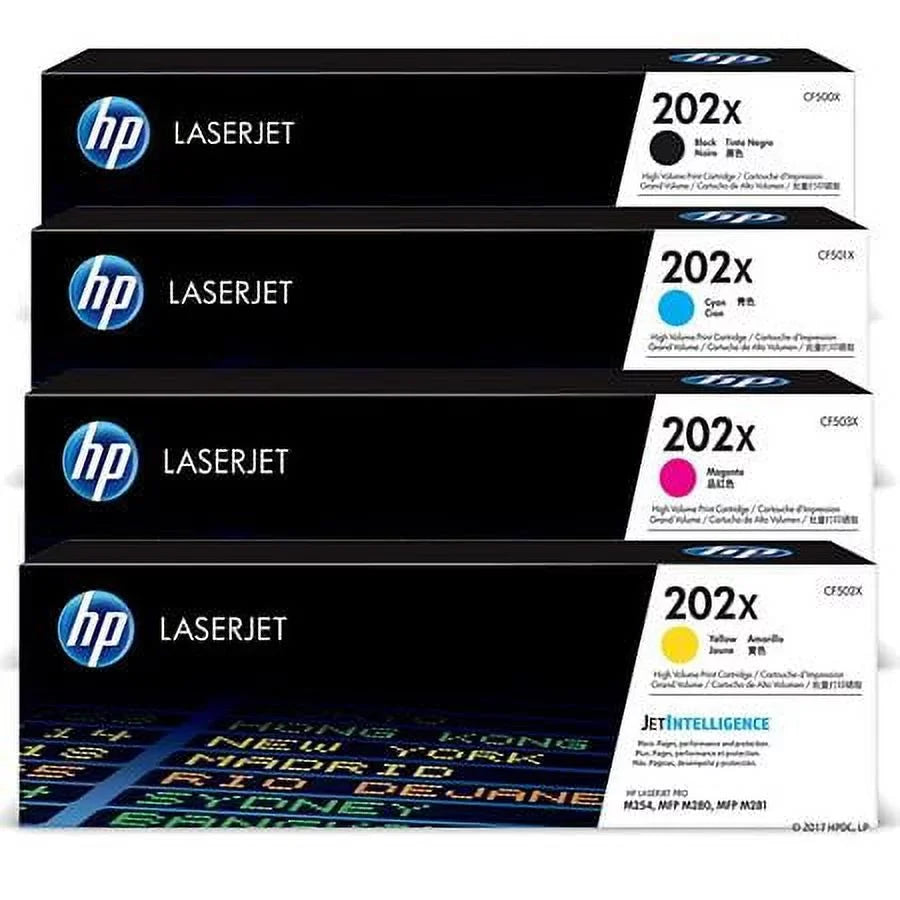 HP 202X High Yield Black 2-Pack and Cyan/Magenta/Yellow Original LaserJet Toner Cartridge Set