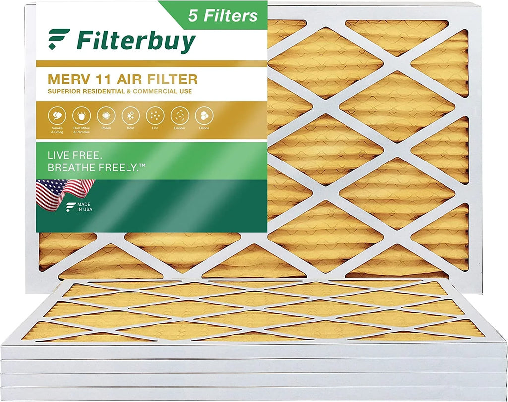 Filterbuy 20x30x1 MERV 11 Pleated HVAC AC Furnace Air Filters (5-Pack)