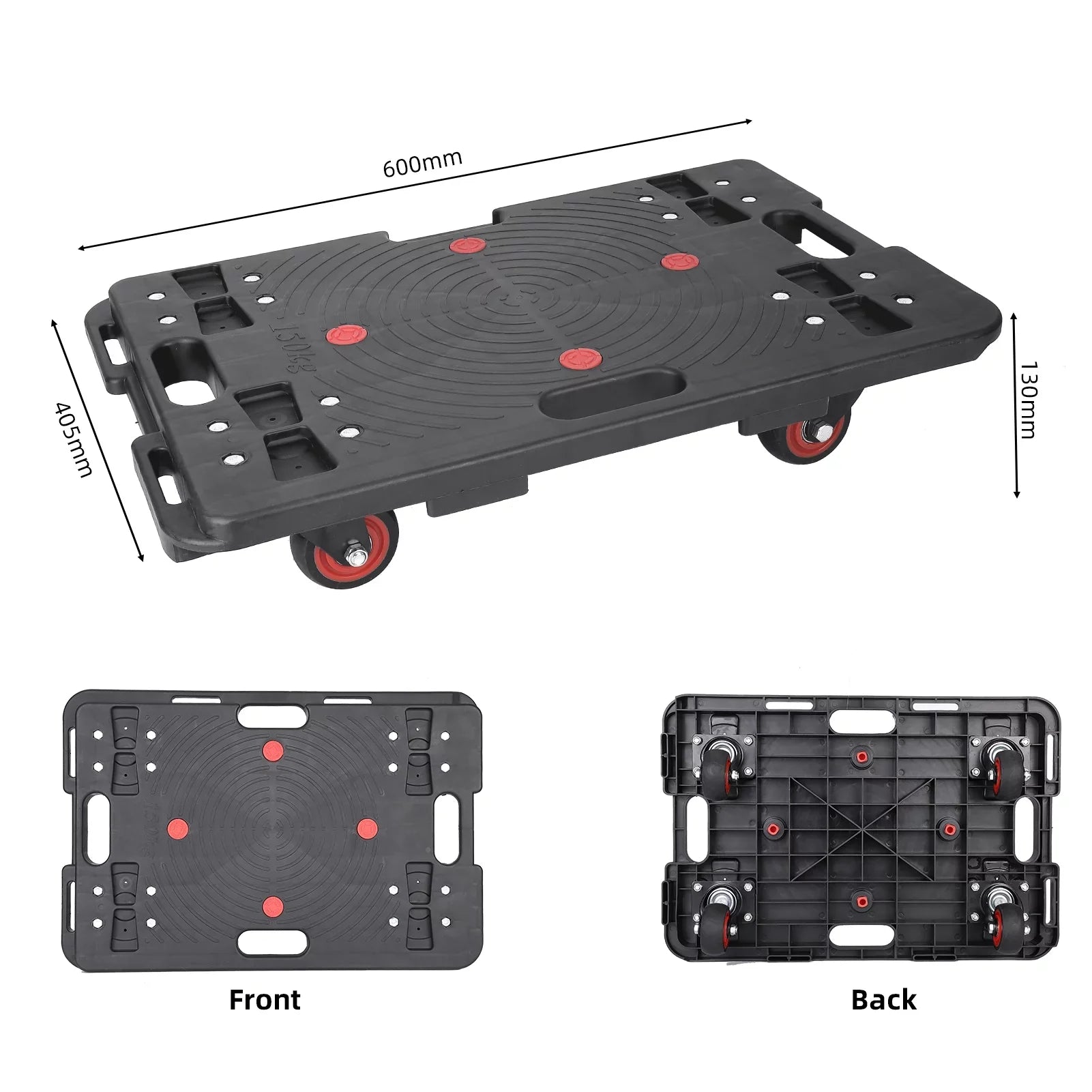 Homhougo—2PCS Portable Folding Hand Truck 330 Lbs Capacity 4 Rotate Wheels Transport Trolley Luggage Cart for Home Office Travel Black 2pcs