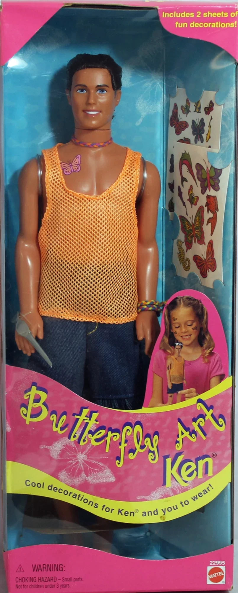 1998 Butterfly Art Ken Barbie, NRFB, (22995) Non-Mint Box