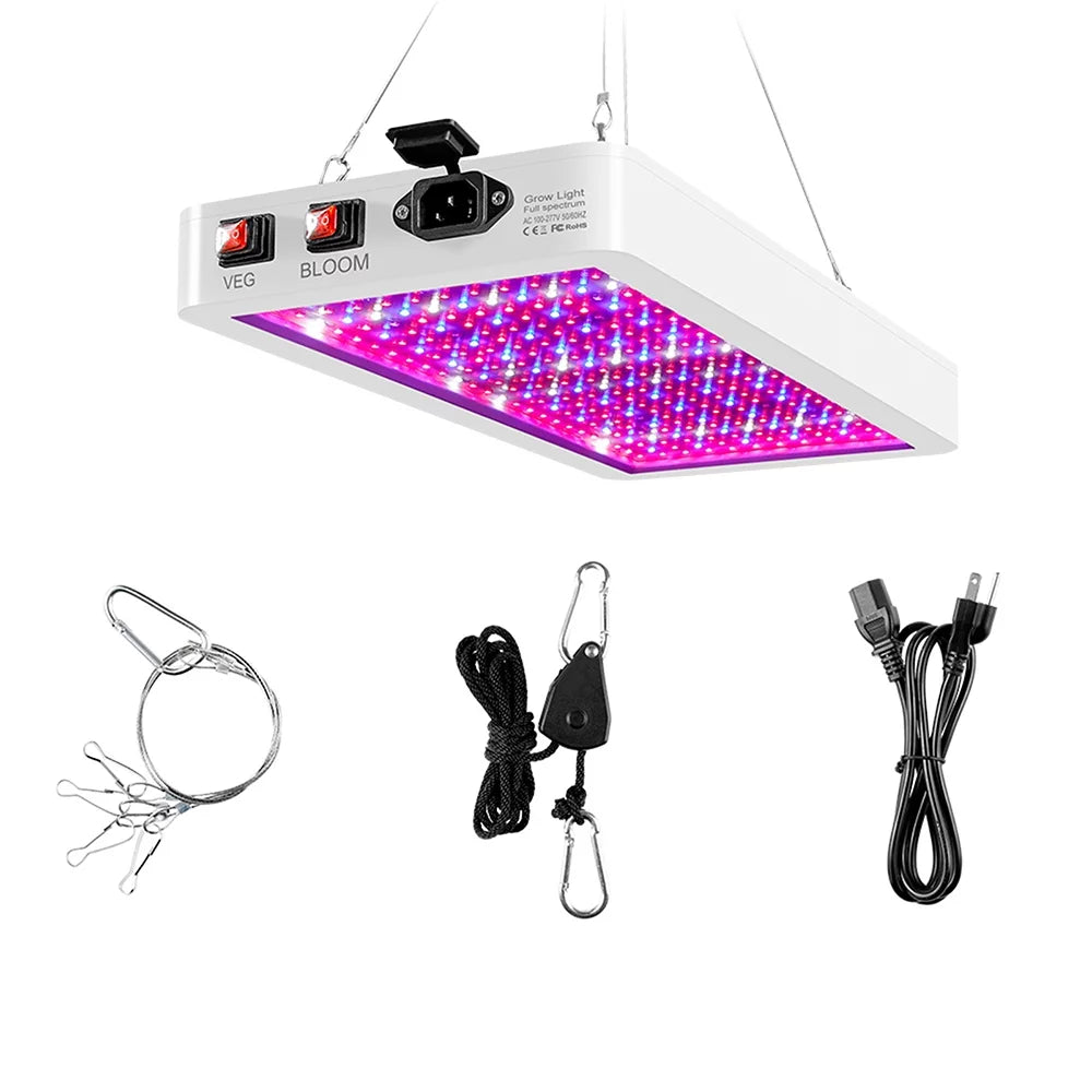 2000W Grow for Indoor Plants 312 LEDs Full Spectrum Veg and Bloom Dual Switch IP65 Waterproof Hanging Plant Growing Lamps for Seedlings Flowers Greenhouse