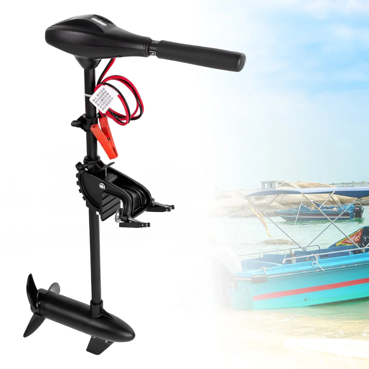 Miumaeov Electric Trolling Motor, 12V 58 LBS Fishing Boat Engine Short Shaft Marine Outboard Motor Drive