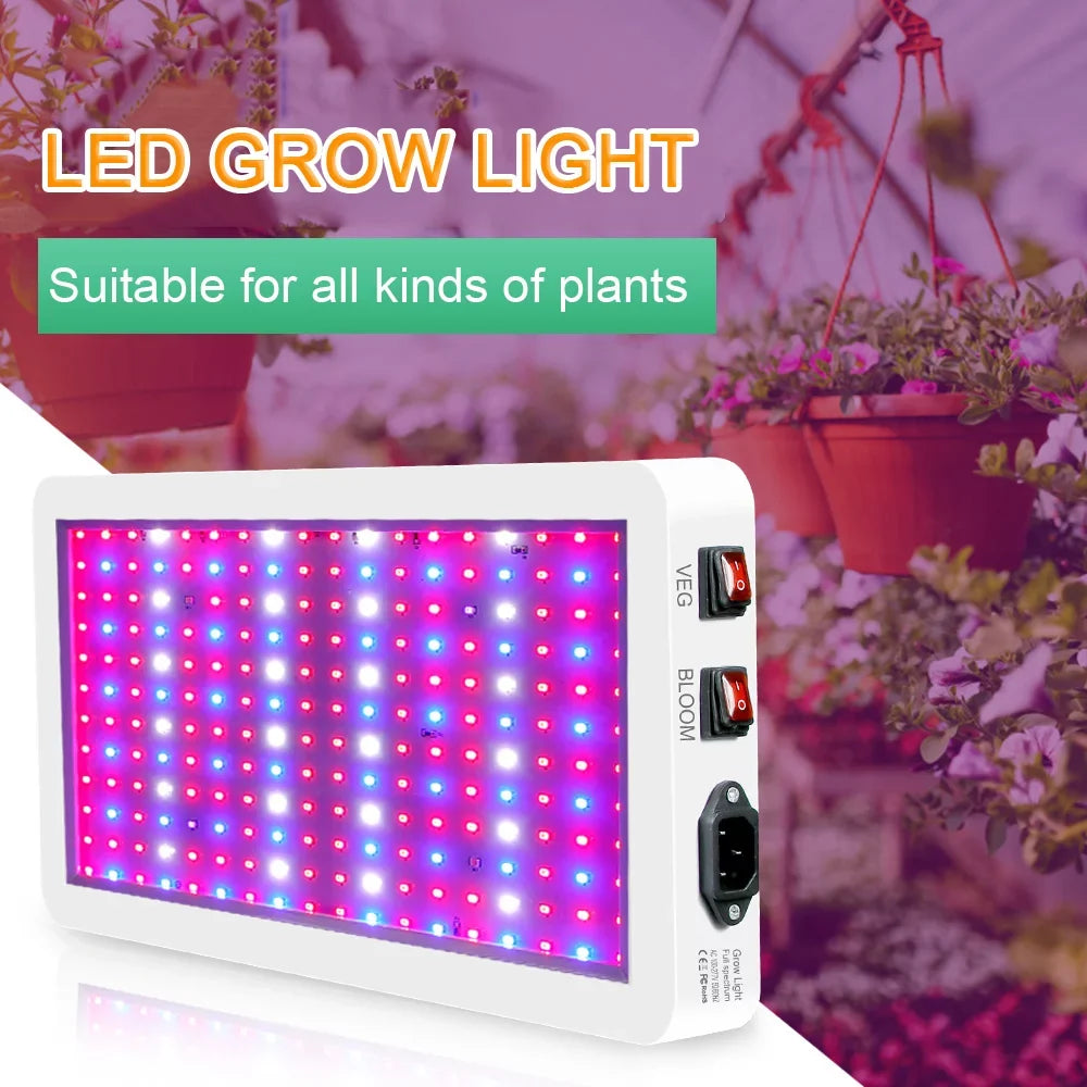 2000W Grow for Indoor Plants 312 LEDs Full Spectrum Veg and Bloom Dual Switch IP65 Waterproof Hanging Plant Growing Lamps for Seedlings Flowers Greenhouse
