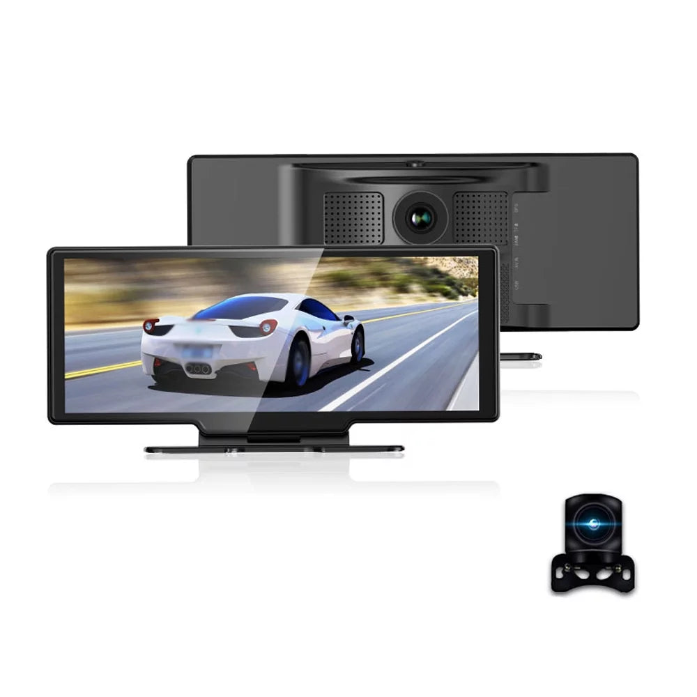 10.26 Inch Touchscreen 4K DVR Dash Cam - Front & Rear Driving Recorder - Carplay, Android Auto - Built-in WiFi - G-Sensing, Parking Monitor - Loop Recording, Hands-Free Calling Supported