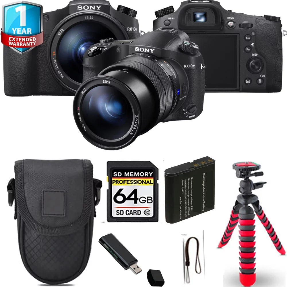 Sony Cyber-shot DSC-RX10 IV Digital Camera + Spider Tripod + 1 Yr Warranty - 64GB