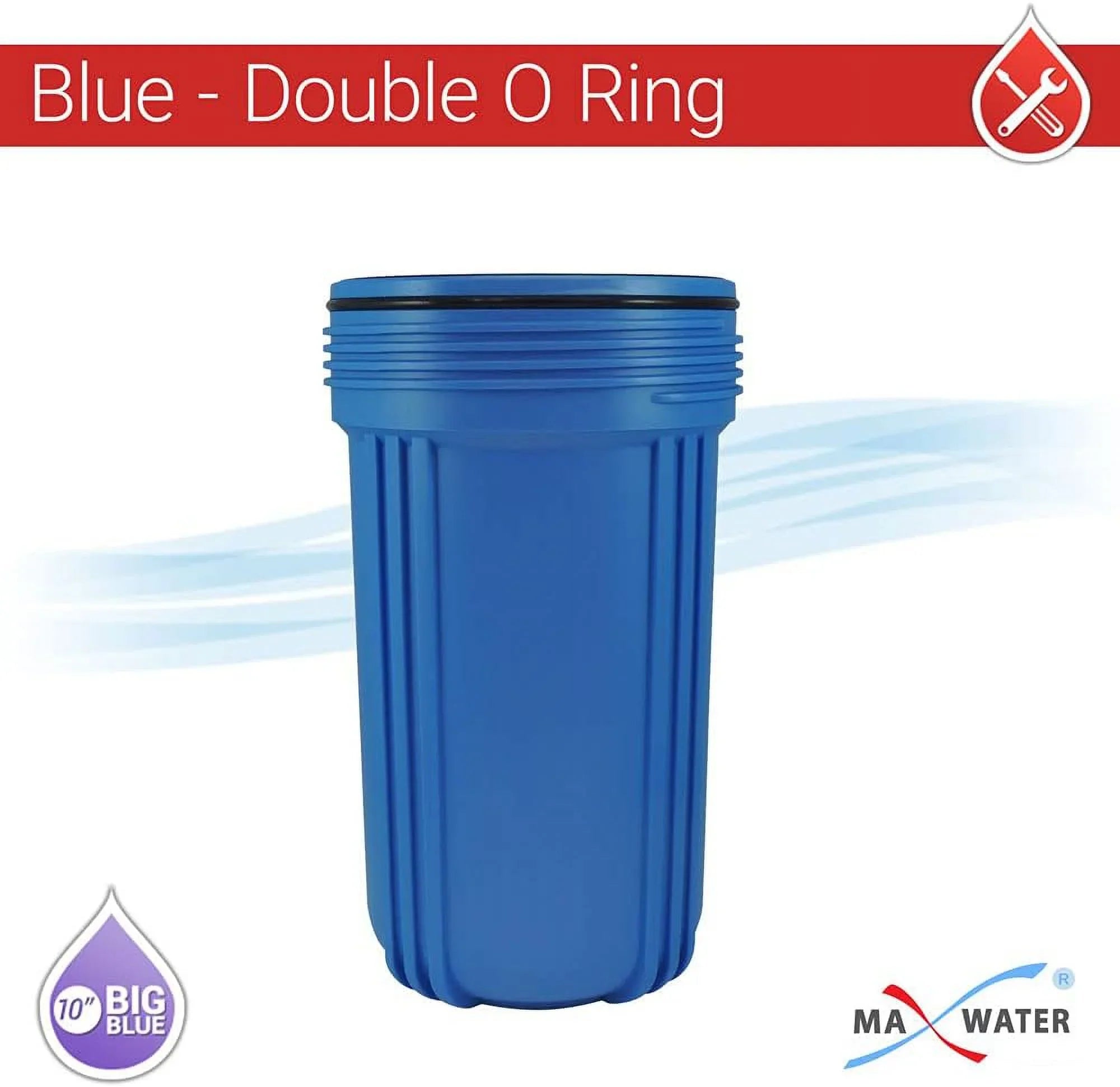 1 Pack 10" BB Blue Whole House  System Filter Housing 1" NPT Brass Ports W/Pressure Release, Pressure Gauge, Wrench  Bracket