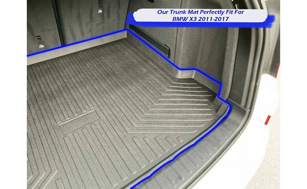 EACCESSORIES EA Cargo Liner – Trunk Mat for BMW X3 2011-2017 – Weather-Resistant Trunk Mats for Cars with Raised Lip – Non-Slip Car Trunk Mat Rubber – Easy to Install – Laser Pre-Cut Design
