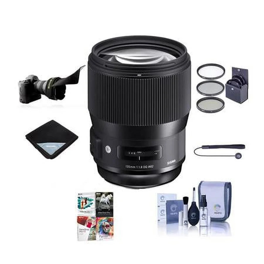 135mm f/1.8 DG HSM ART Lens for Sony E, Black, Bundle with ProOptic 82mm Filter Kit, Flex Lens Shade, Cleaning Kit, Lens Wrap, Lens Cap Tether, PC Software Kit